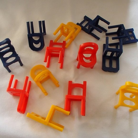Dollhouse Mini 13 Plastic Chairs Nursery Room Child Size Red Blue Yellow… - Picture 15 of 16